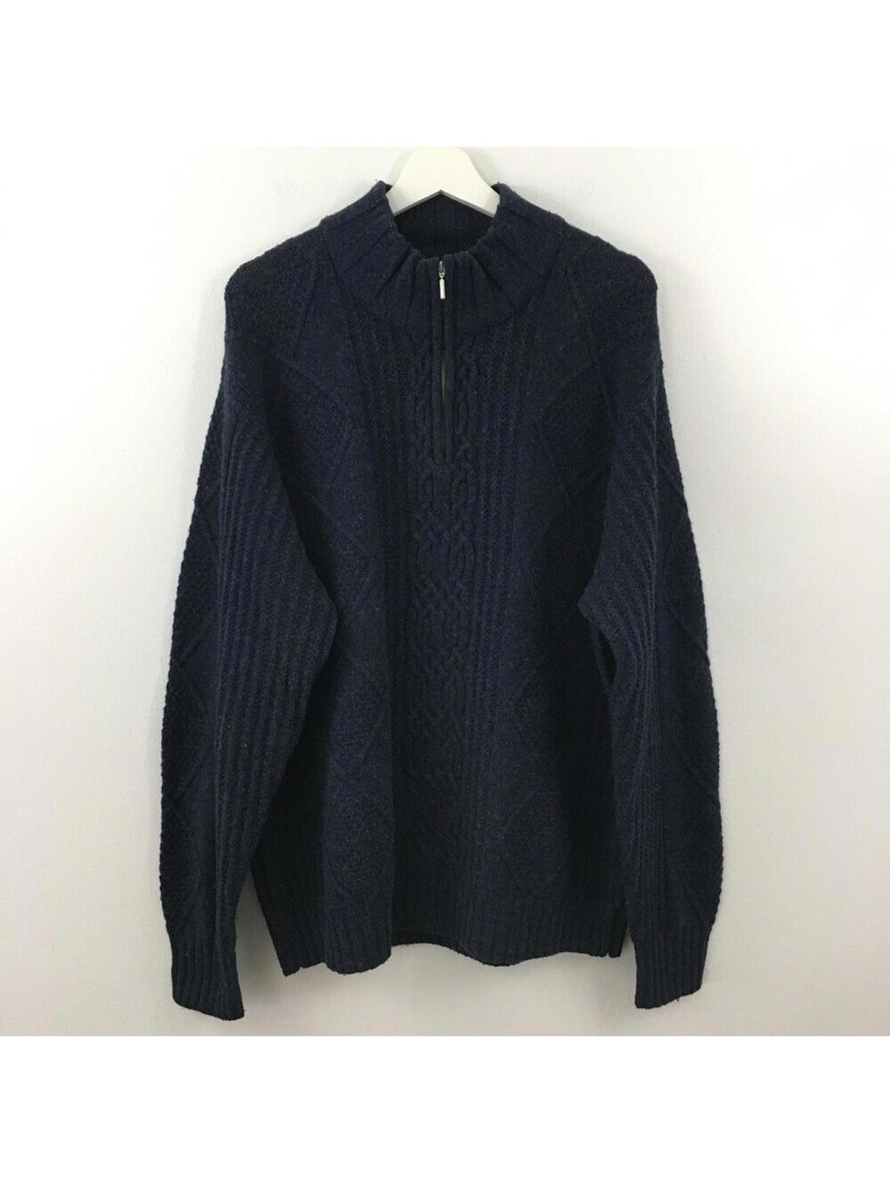 Jos. A. Bank Men’s Lambswool Blend Knit Blue Kong Sleeve Sweater Size XL